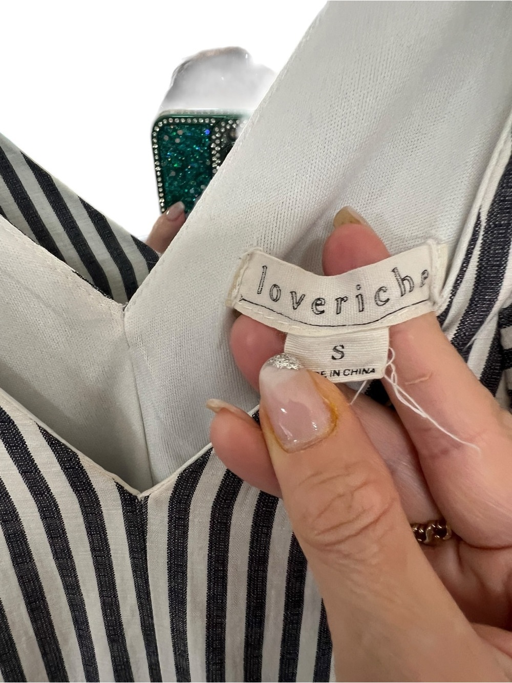 Love Riche Navy and White Striped V-Neck Dress - Picture 2 of 4